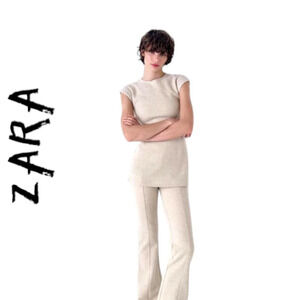 Girls Zara Beige Ribbed Leggings​